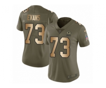 Women Nike Green Bay Packers #73 Jahri Evans Limited Olive Gold 2017 Salute to Service NFL Jersey