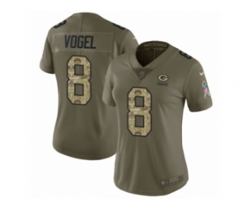 Women Nike Green Bay Packers #8 Justin Vogel Limited Olive Camo 2017 Salute to Service NFL Jersey
