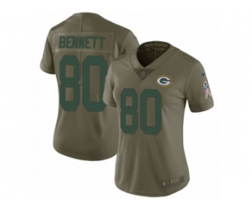 Women Nike Green Bay Packers #80 Martellus Bennett Limited Olive 2017 Salute to Service NFL Jersey