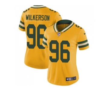 Women Nike Green Bay Packers #96 Muhammad Wilkerson Yellow Stitched NFL Limited Rush Jersey