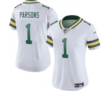 Women's Green Bay Packers #1 Micah Parsons White 2025 Vapor Untouchable Limited Stitched Football Jersey