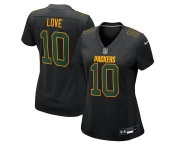 Women's Green Bay Packers #10 Jordan Love Black Fashion Football Stitched Game Jersey Women's Green Bay Packers #10 Jordan Love Black Fashion Football Stitched Game Jersey