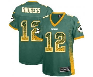 Women's Green Bay Packers #12 Aaron Rodgers Elite Green Drift Fashion Football Jersey