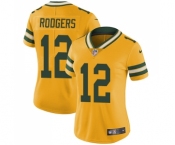 Women's Green Bay Packers #12 Aaron Rodgers Limited Gold Rush Vapor Untouchable Football Jersey