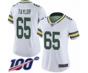 Women's Green Bay Packers #65 Lane Taylor White Vapor Untouchable Limited Player 100th Season Football Jersey