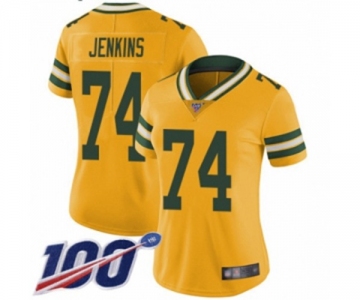 Women's Green Bay Packers #74 Elgton Jenkins Limited Gold Rush Vapor Untouchable 100th Season Football Jersey