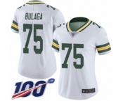Women's Green Bay Packers #75 Bryan Bulaga White Vapor Untouchable Limited Player 100th Season Football Jersey