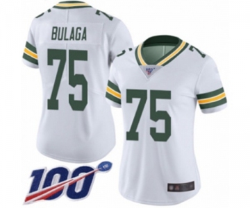 Women's Green Bay Packers #75 Bryan Bulaga White Vapor Untouchable Limited Player 100th Season Football Jersey