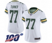 Women's Green Bay Packers #77 Billy Turner White Vapor Untouchable Limited Player 100th Season Football Jersey