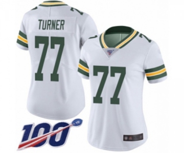 Women's Green Bay Packers #77 Billy Turner White Vapor Untouchable Limited Player 100th Season Football Jersey
