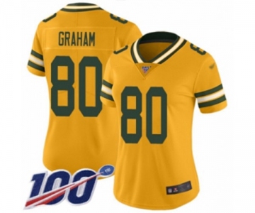 Women's Green Bay Packers #80 Jimmy Graham Limited Gold Inverted Legend 100th Season Football Jersey