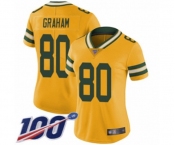 Women's Green Bay Packers #80 Jimmy Graham Limited Gold Rush Vapor Untouchable 100th Season Football Jersey