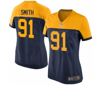 Women's Green Bay Packers #91 Preston Smith Limited Navy Blue Alternate Football Jersey