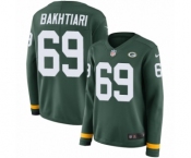 Women's Nike Green Bay Packers #69 David Bakhtiari Limited Green Therma Long Sleeve NFL Jersey