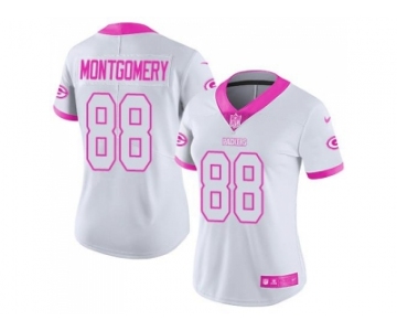 Women's Nike Green Bay Packers #88 Ty Montgomery White Pink Stitched NFL Limited Rush Fashion Jersey