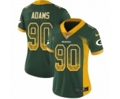 Women's Nike Green Bay Packers #90 Montravius Adams Limited Green Rush Drift Fashion NFL Jersey