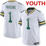 Youth Green Bay Packers #1 Micah Parsons White 2025 Vapor Untouchable Limited Football Stitched Jersey Youth Green Bay Packers #1 Micah Parsons White 2025 Vapor Untouchable Limited Football Stitched Jersey