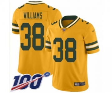 Youth Green Bay Packers #38 Tramon Williams Limited Gold Inverted Legend 100th Season Football Jersey