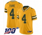 Youth Green Bay Packers #4 Brett Favre Limited Gold Inverted Legend 100th Season Football Jersey