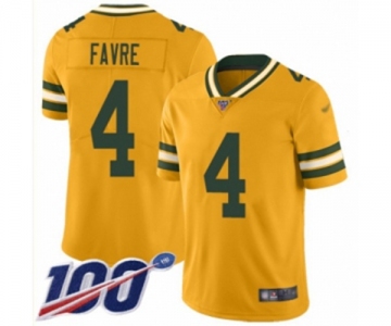 Youth Green Bay Packers #4 Brett Favre Limited Gold Inverted Legend 100th Season Football Jersey