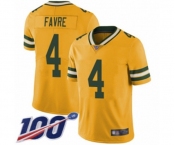 Youth Green Bay Packers #4 Brett Favre Limited Gold Rush Vapor Untouchable 100th Season Football Jersey