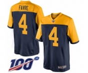 Youth Green Bay Packers #4 Brett Favre Limited Navy Blue Alternate 100th Season Football Jersey