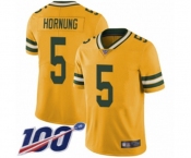 Youth Green Bay Packers #5 Paul Hornung Limited Gold Rush Vapor Untouchable 100th Season Football Jersey