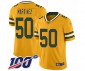Youth Green Bay Packers #50 Blake Martinez Limited Gold Inverted Legend 100th Season Football Jersey