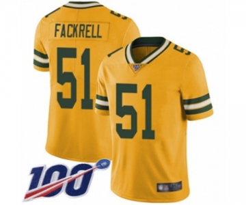 Youth Green Bay Packers #51 Kyler Fackrell Limited Gold Rush Vapor Untouchable 100th Season Football Jersey