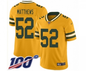 Youth Green Bay Packers #52 Clay Matthews Limited Gold Inverted Legend 100th Season Football Jersey