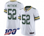 Youth Green Bay Packers #52 Clay Matthews White Vapor Untouchable Limited Player 100th Season Football Jersey