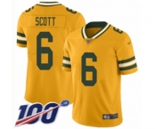 Youth Green Bay Packers #6 JK Scott Limited Gold Inverted Legend 100th Season Football Jersey