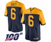 Youth Green Bay Packers #6 JK Scott Limited Navy Blue Alternate 100th Season Football Jersey