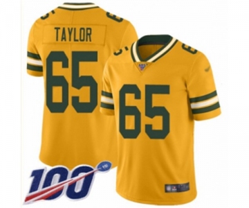Youth Green Bay Packers #65 Lane Taylor Limited Gold Inverted Legend 100th Season Football Jersey
