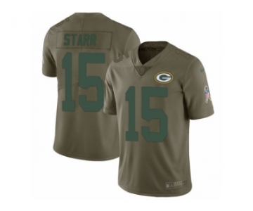 Youth Nike Green Bay Packers #15 Bart Starr Limited Olive 2017 Salute to Service NFL Jersey