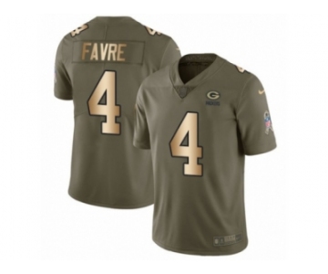 Youth Nike Green Bay Packers #4 Brett Favre Limited Olive Gold 2017 Salute to Service NFL Jersey