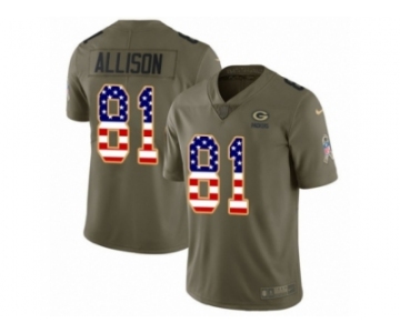 Youth Nike Green Bay Packers #81 Geronimo Allison Limited Olive USA Flag 2017 Salute to Service NFL Jersey