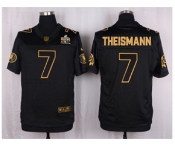 Nike Washington Redskins #7 Joe Theismann Black Pro Line Gold Collection Jersey(Elite)