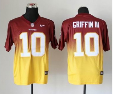 nike nfl jerseys washington redskins #10 robert griffin iii red-yellow[Elite drift fashion][second version]