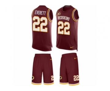 Men Nike Washington Redskins #22 Deshazor Everett Limited Burgundy Red Tank Top Suit NFL Jersey