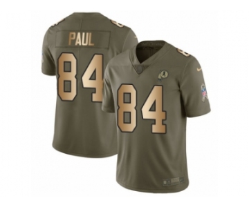Men Nike Washington Redskins #84 Niles Paul Limited Olive Gold 2017 Salute to Service NFL Jersey