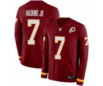 Men Washington Redskins #7 Dwayne Haskins Limited Burgundy Therma Long Sleeve Football Jersey