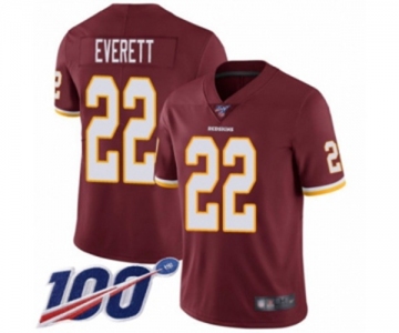 Men's Washington Redskins #22 Deshazor Everett Burgundy Red Team Color Vapor Untouchable Limited Player 100th Season Football Jersey