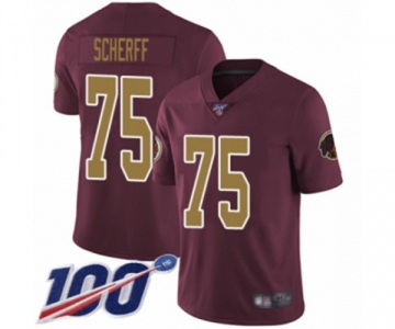 Men's Washington Redskins #75 Brandon Scherff Burgundy Red Gold Number Alternate 80TH Anniversary Vapor Untouchable Limited Player 100th Season Football Je