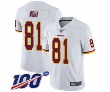 Men's Washington Redskins #81 Art Monk White Vapor Untouchable Limited Player 100th Season Football Jersey