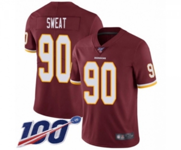 Men's Washington Redskins #90 Montez Sweat Burgundy Red Team Color Vapor Untouchable Limited Player 100th Season Football Jersey