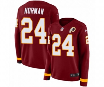 Women Nike Washington Redskins #24 Josh Norman Limited Burgundy Therma Long Sleeve NFL Jersey