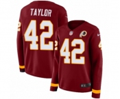 Women Nike Washington Redskins #42 Charley Taylor Limited Burgundy Therma Long Sleeve NFL Jersey