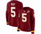 Women Nike Washington Redskins #5 Tress Way Limited Burgundy Therma Long Sleeve NFL Jersey