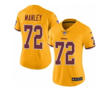 Women Nike Washington Redskins #72 Dexter Manley Limited Gold Rush Vapor Untouchable NFL Jersey